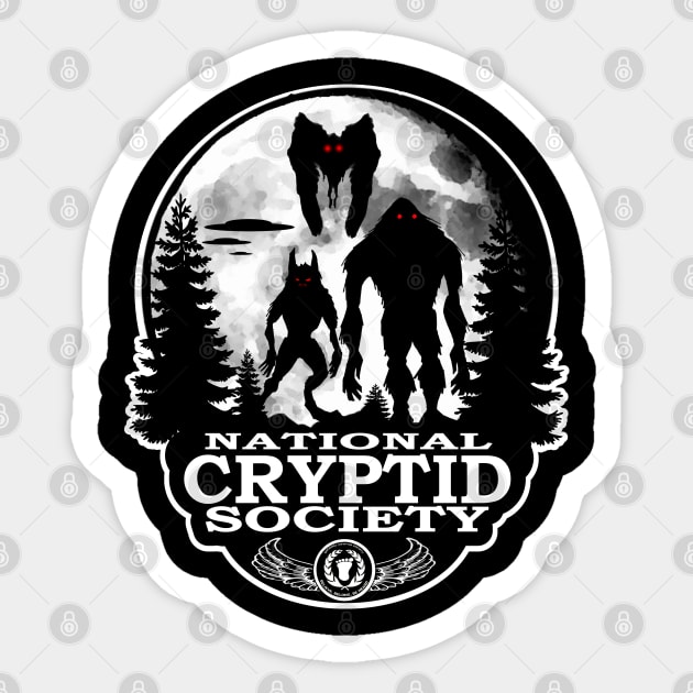 Bigfoot Mothman Dogman UFO National Cryptid Society Sticker by National Cryptid Society